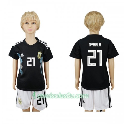 Camisolas de Futebol Argentina Dybala 21 Criança Equipamento Alternativa Copa do Mundo 2018 Manga Curta Camisolas de Futebol Argentina Dybala 21 Criança Equipamento Alternativa Copa do Mundo 2018 Manga Curta